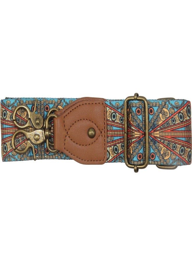Duwi Wide Purse Strap Multicolor Striped Guitar Style Strap Adjustable Canvas Crossbody Bag Strap(brown,bohemian style) - Image 5